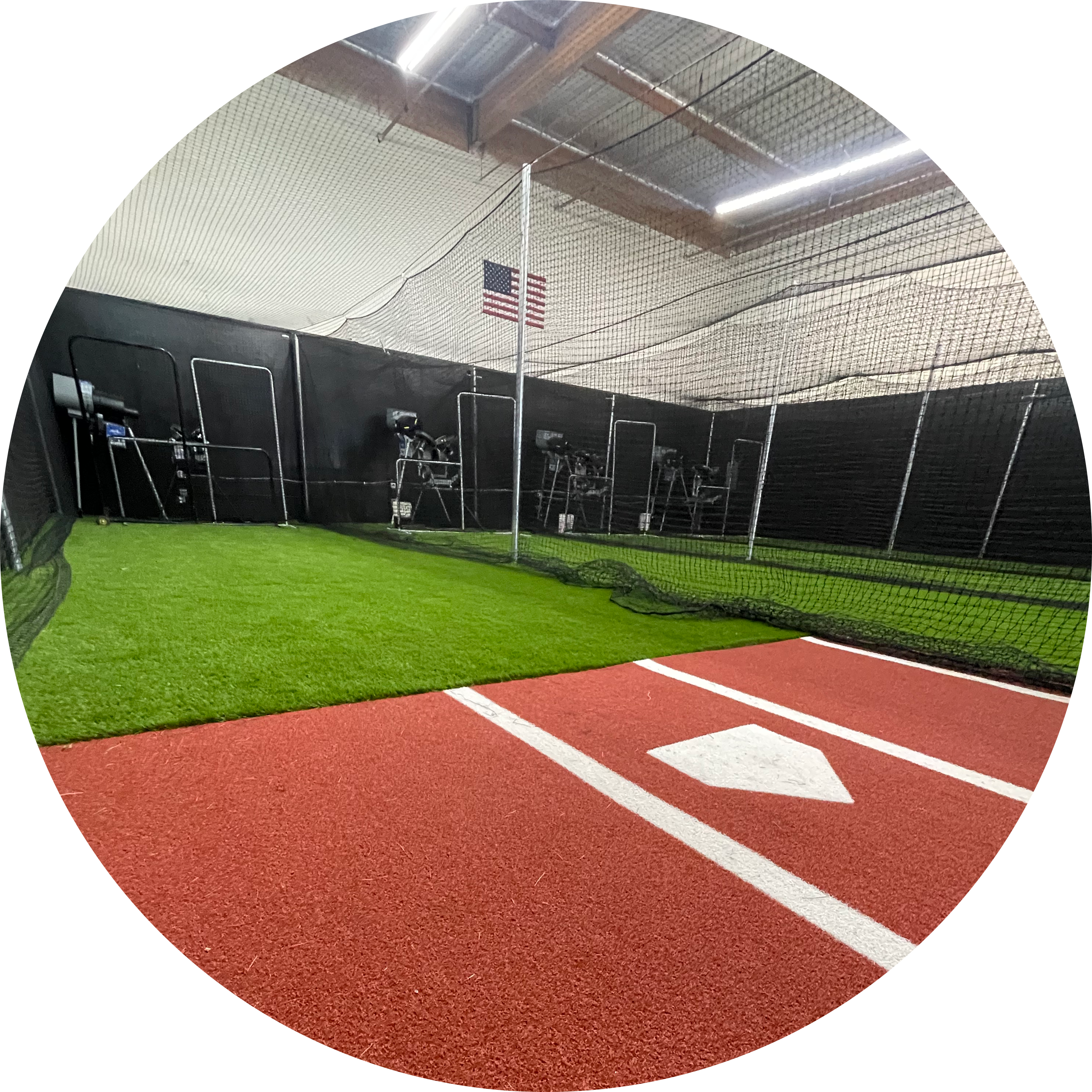 Picture from corner of the facility with a view of all four batting cages.